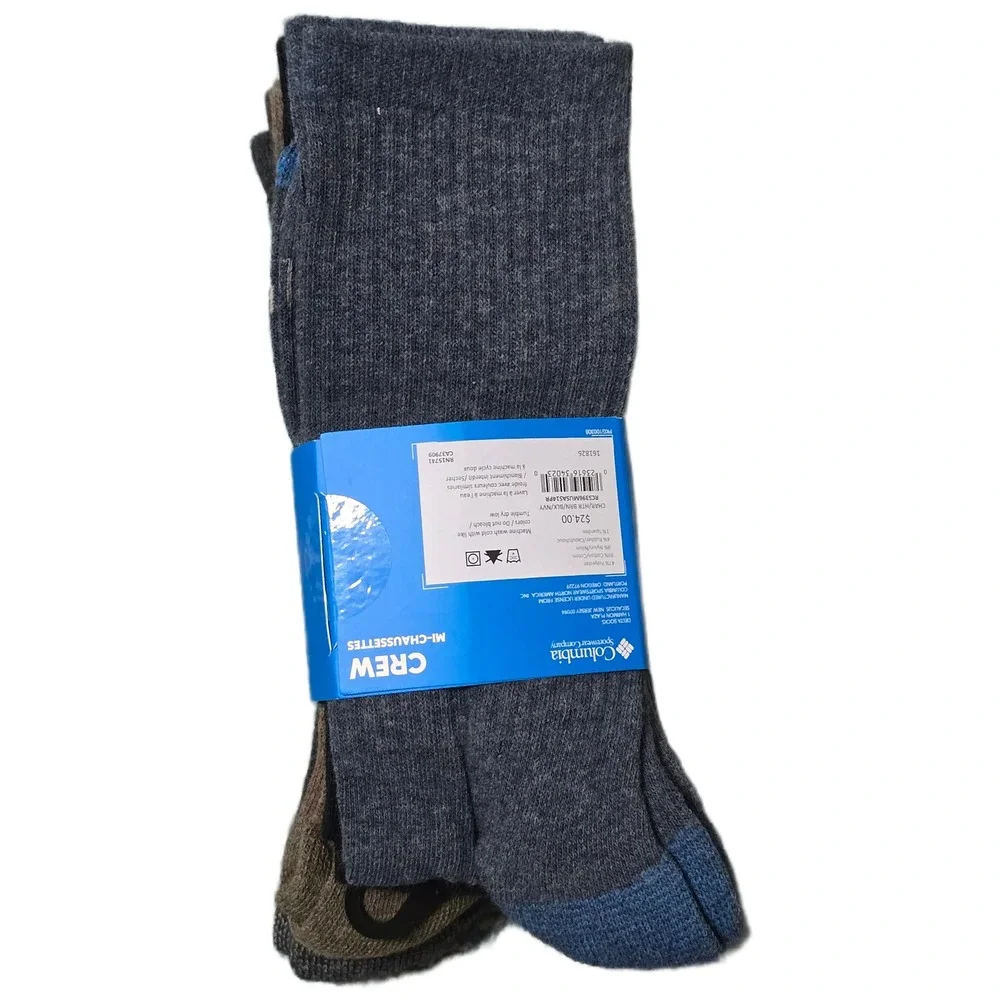 Columbia Men Crew Socks Pack Shoe Sz 6-12 Moisture Wicking‎ Arch Support (W)